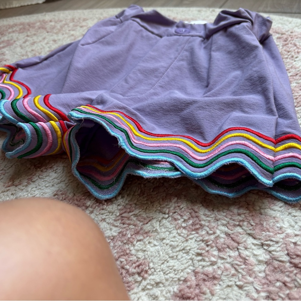 Lola + The Boys Lavender Shorts with Rainbow Trim - Picture 3 of 8